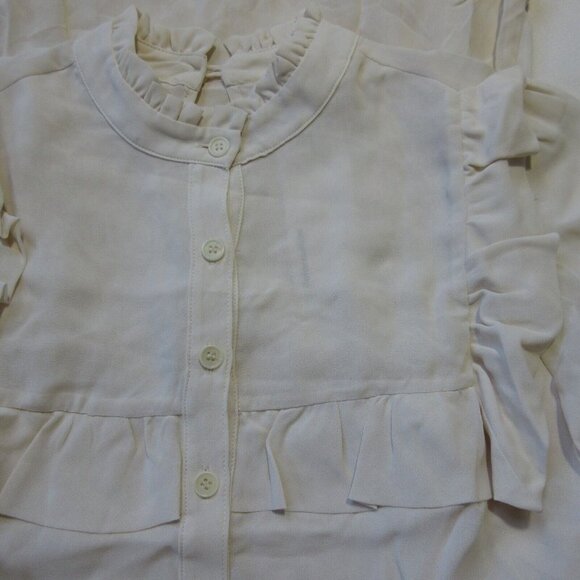 NWT Reformation Hallie in Cream Long Sleeve Ruffle Trim Midi Dress 4 $278 - Picture 4 of 6